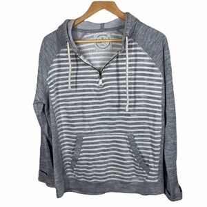 Native Code striped hooded pullover sweatshirt L